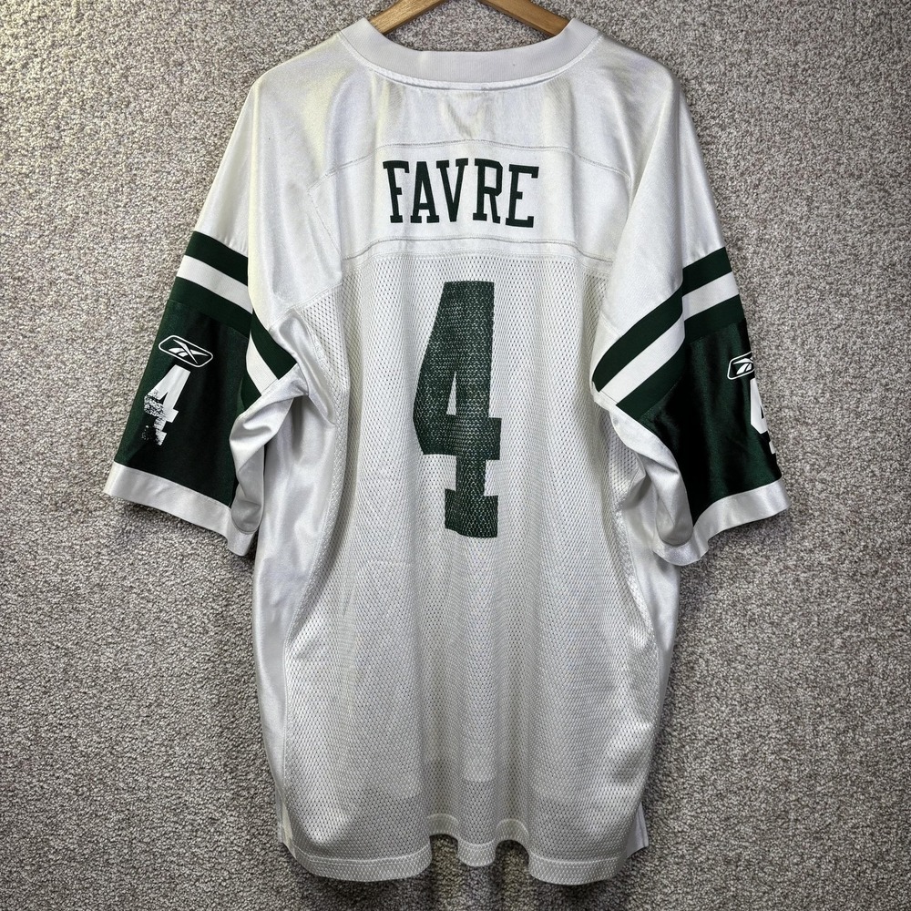 New York Jets Jersey Mens 3XL White NFL Football Brett Favre 4 On Field Reebok